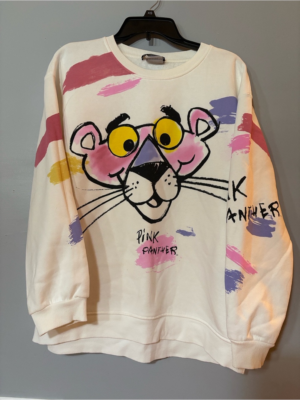 Zara Pink Panther Graphic Sweatshirt Cream Multicolor Size L